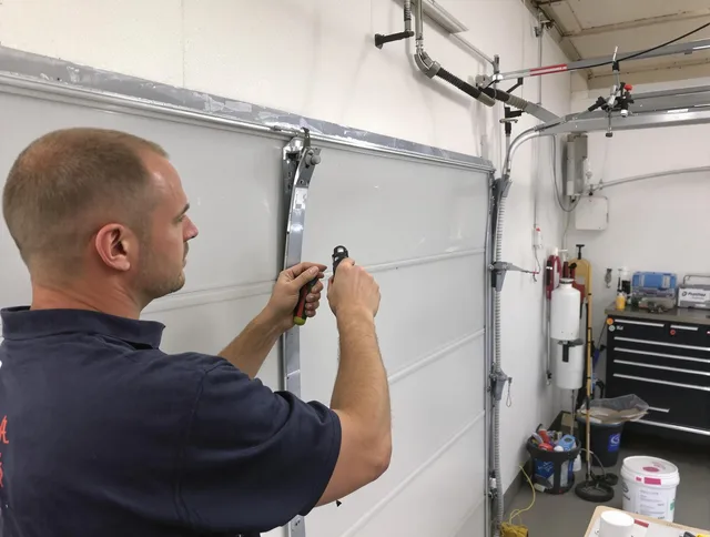 Before and after garage door dent repair by Hialeah Garage Door Repair in Hialeah