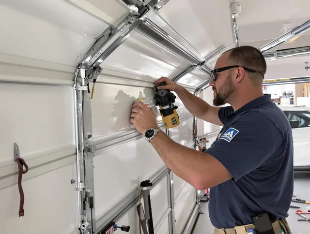 Hialeah Garage Door Repair technician quieting a noisy garage door in Hialeah