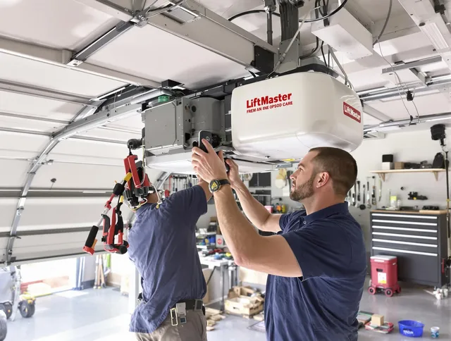 Hialeah Garage Door Repair technician performing advanced diagnostics on garage opener in Hialeah