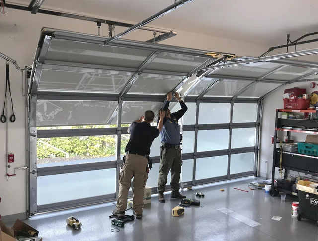 Hialeah Garage Door Repair expert performing precise panel replacement on Hialeah garage door